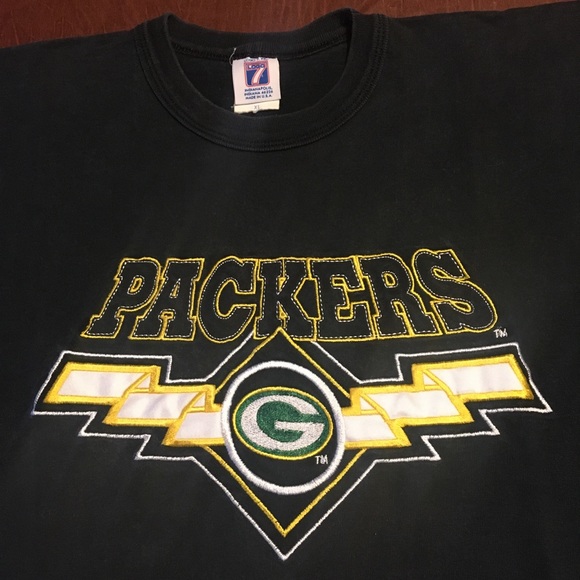 Vtg 90s Logo 7 Packers Spellout Tee L/XL - Picture 3 of 8